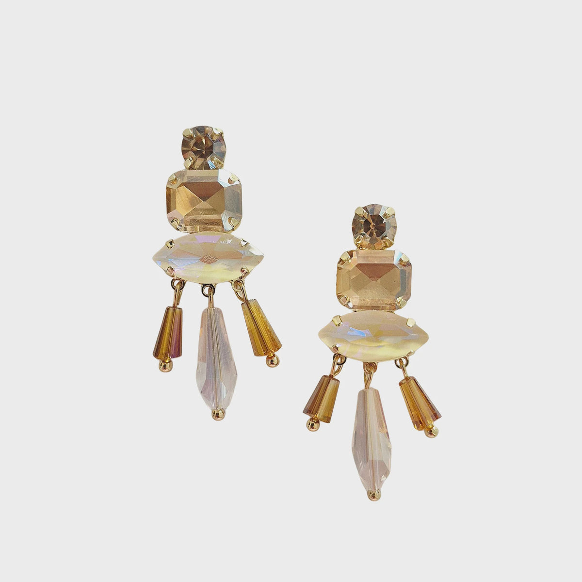Statement Gem Earring - Brown