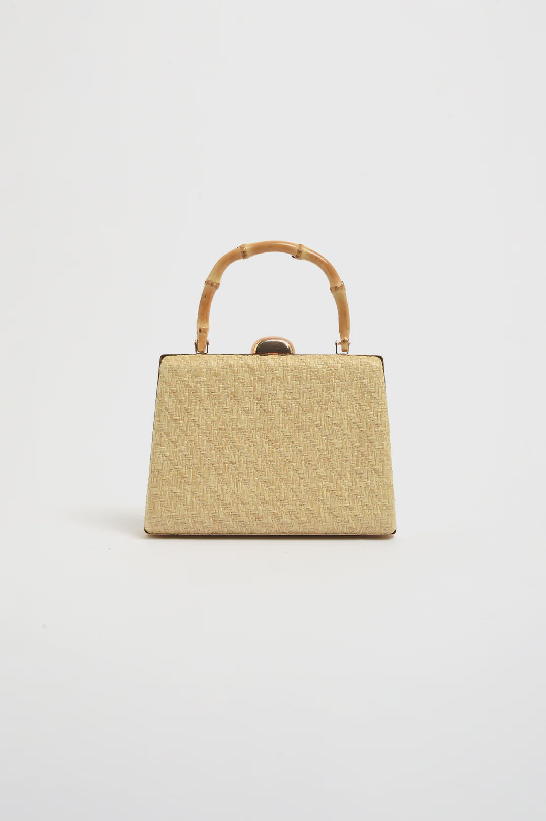 Bamboo Handle Weave Small Bag Natural