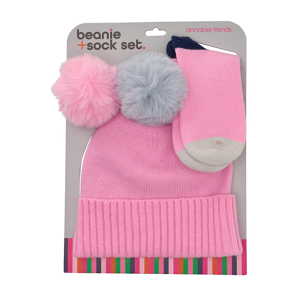 Beanie &amp; Sock Set - Light Pink