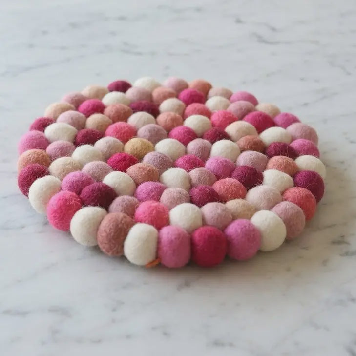 Wool Felt Trivet - Berry Pop Pink