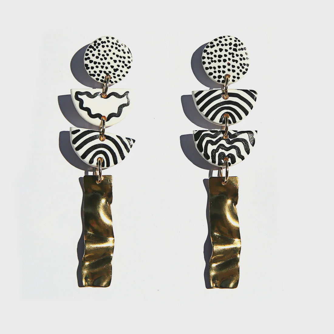 Black and White Zigzag Statement Earrings