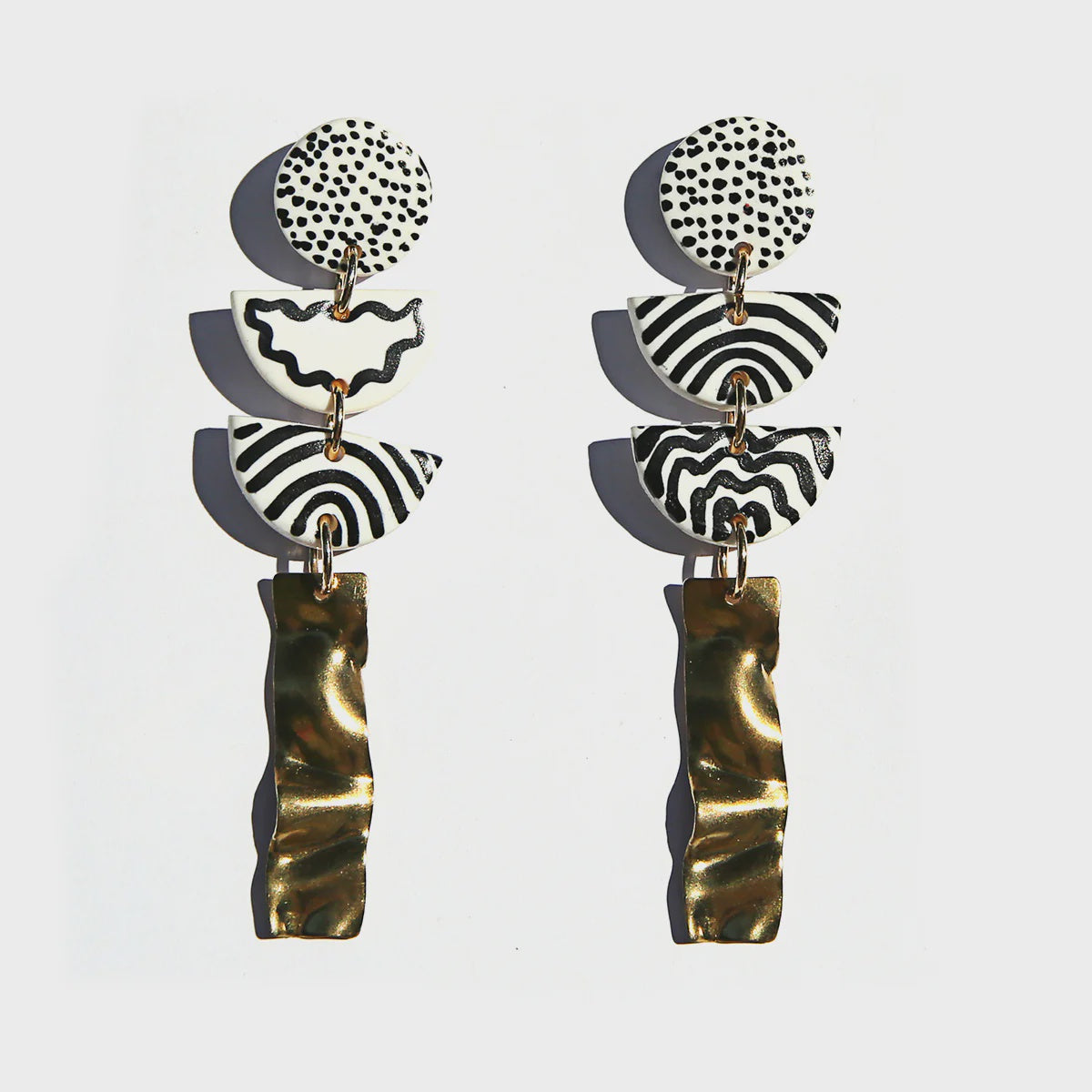 Black and White Zigzag Statement Earrings