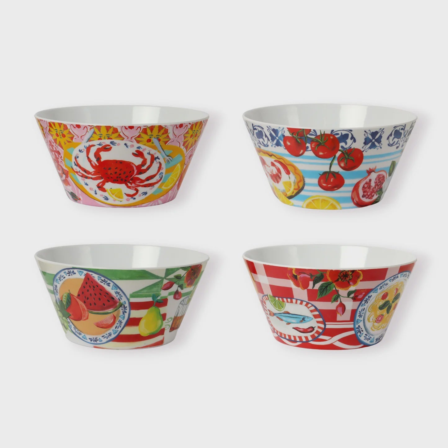 Italian Summer Melamine Bowl Set of 4