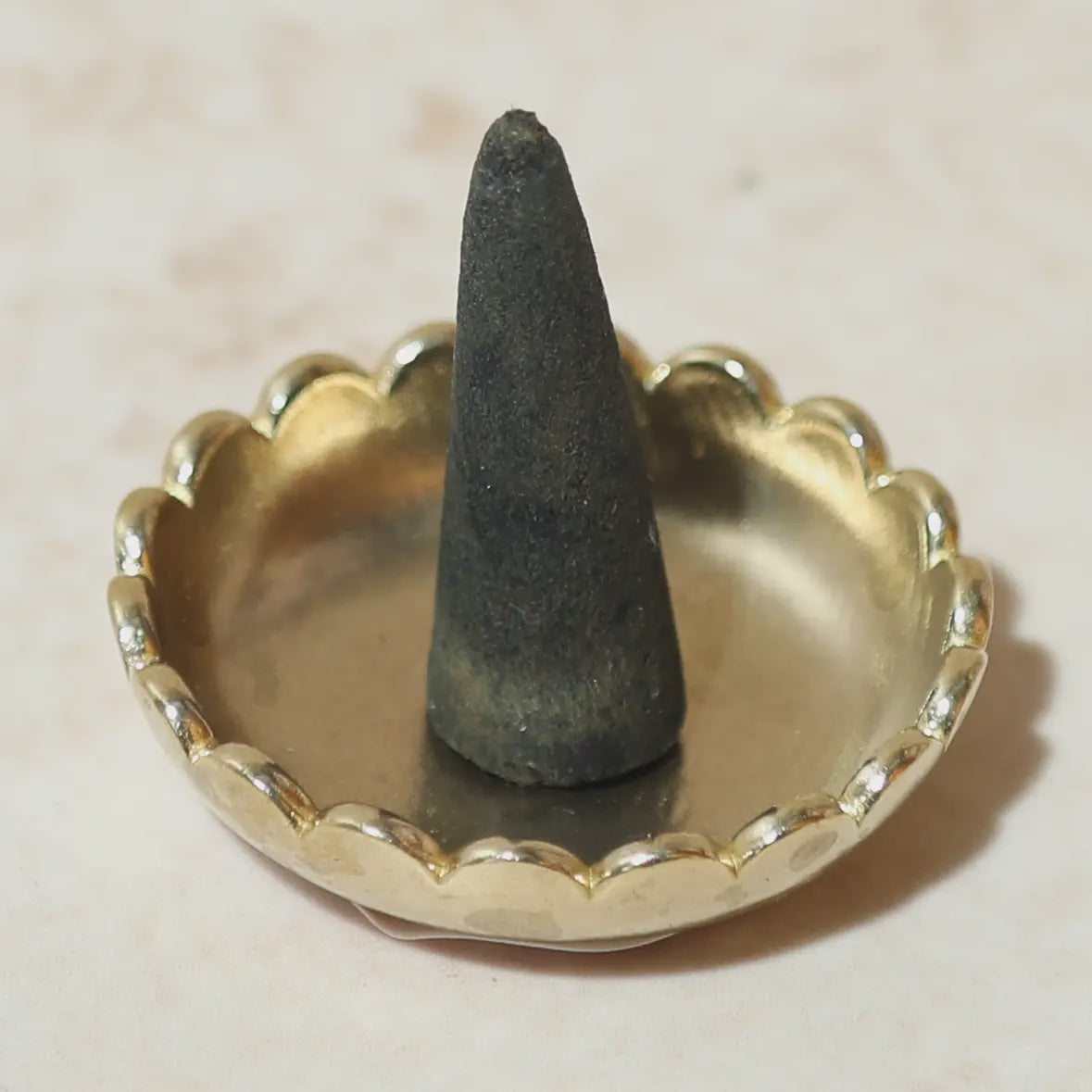 Brass Incense Holder Scalloped Dish