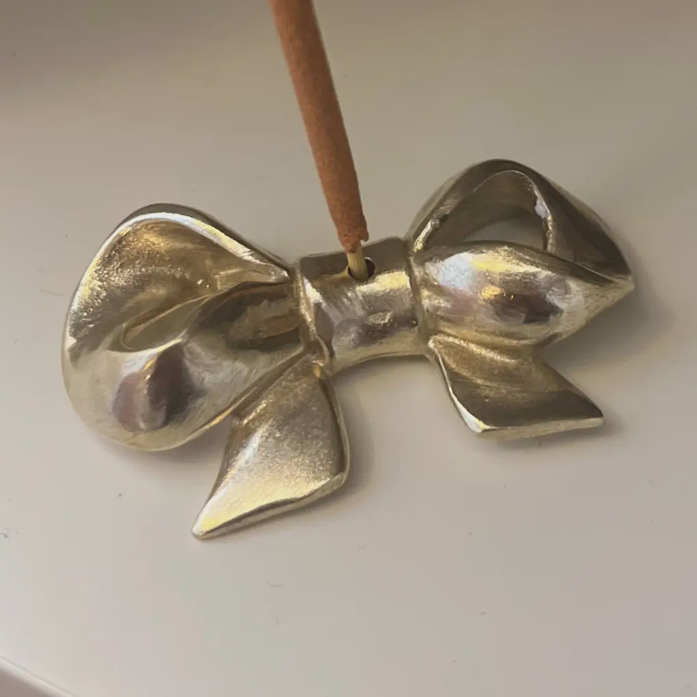 Brass Ribbon Bow Incense Holder Burner