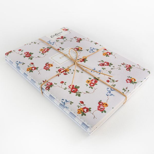Cath Kidston Medium Notebook Set-Blue Floral &amp; Check