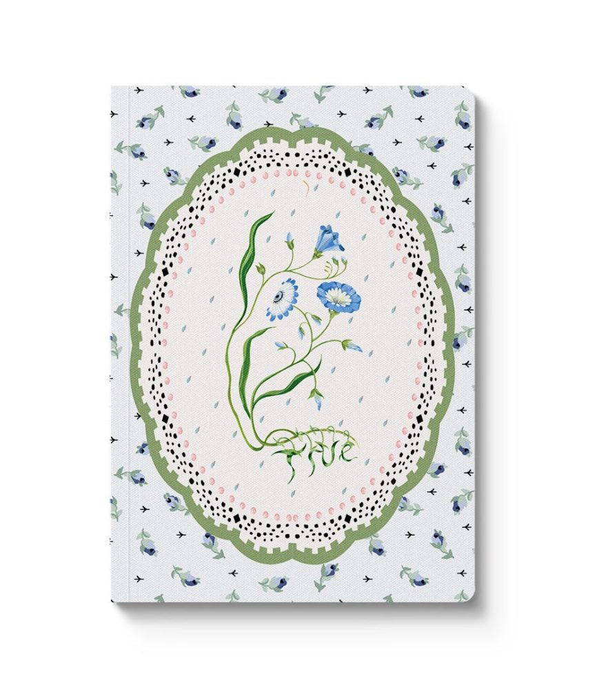 Cath Kidston A6 Textured Soft Cover Notebook - Blue &amp; Cream Roots Vignette