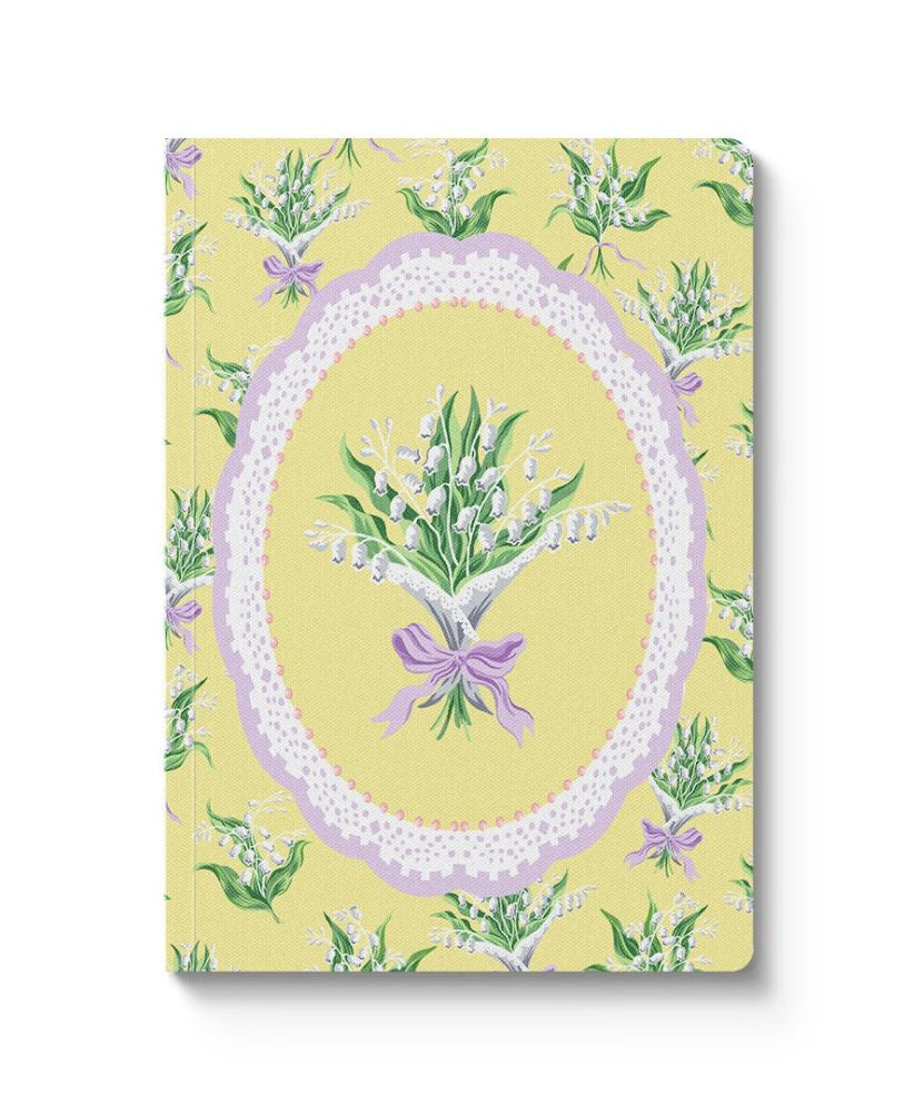 Cath Kidston A6 Textured Soft Cover Notebook - Yellow Lily of the Valley Vignette