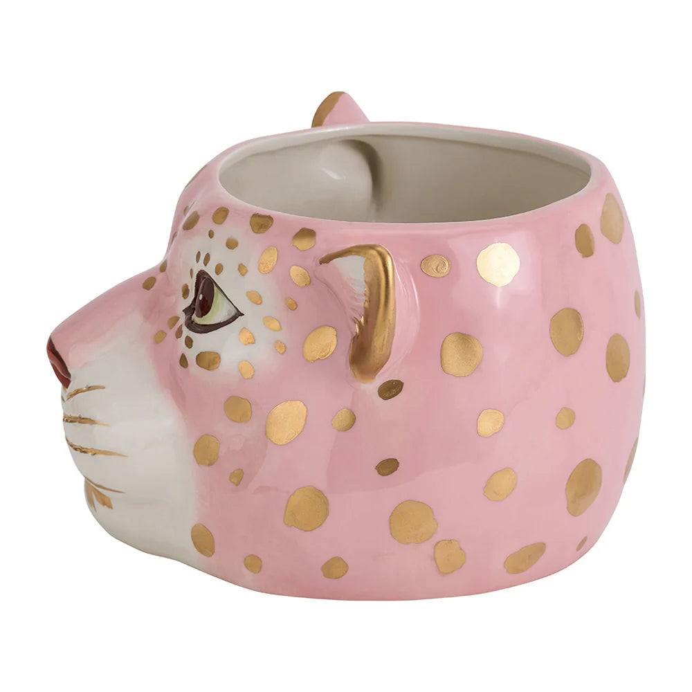 Cheetah Head Ceramic Planter