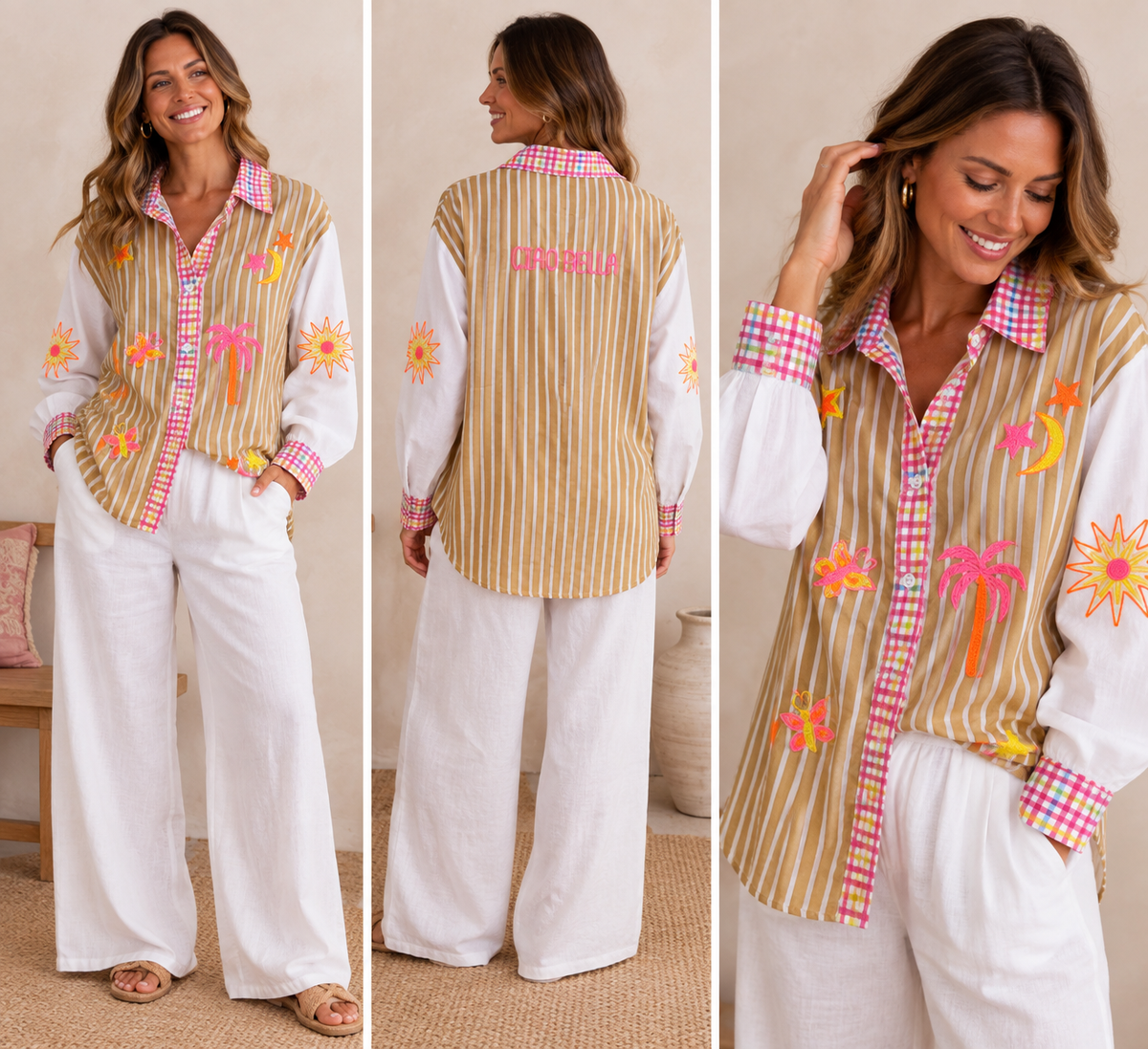 Ciao Bella Embroidered Shirt