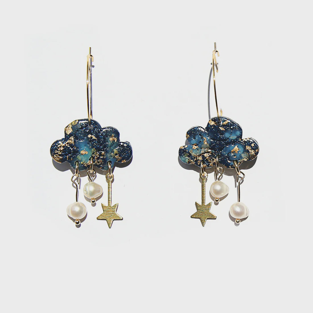 Navy Cloud Dream Hoop Earrings