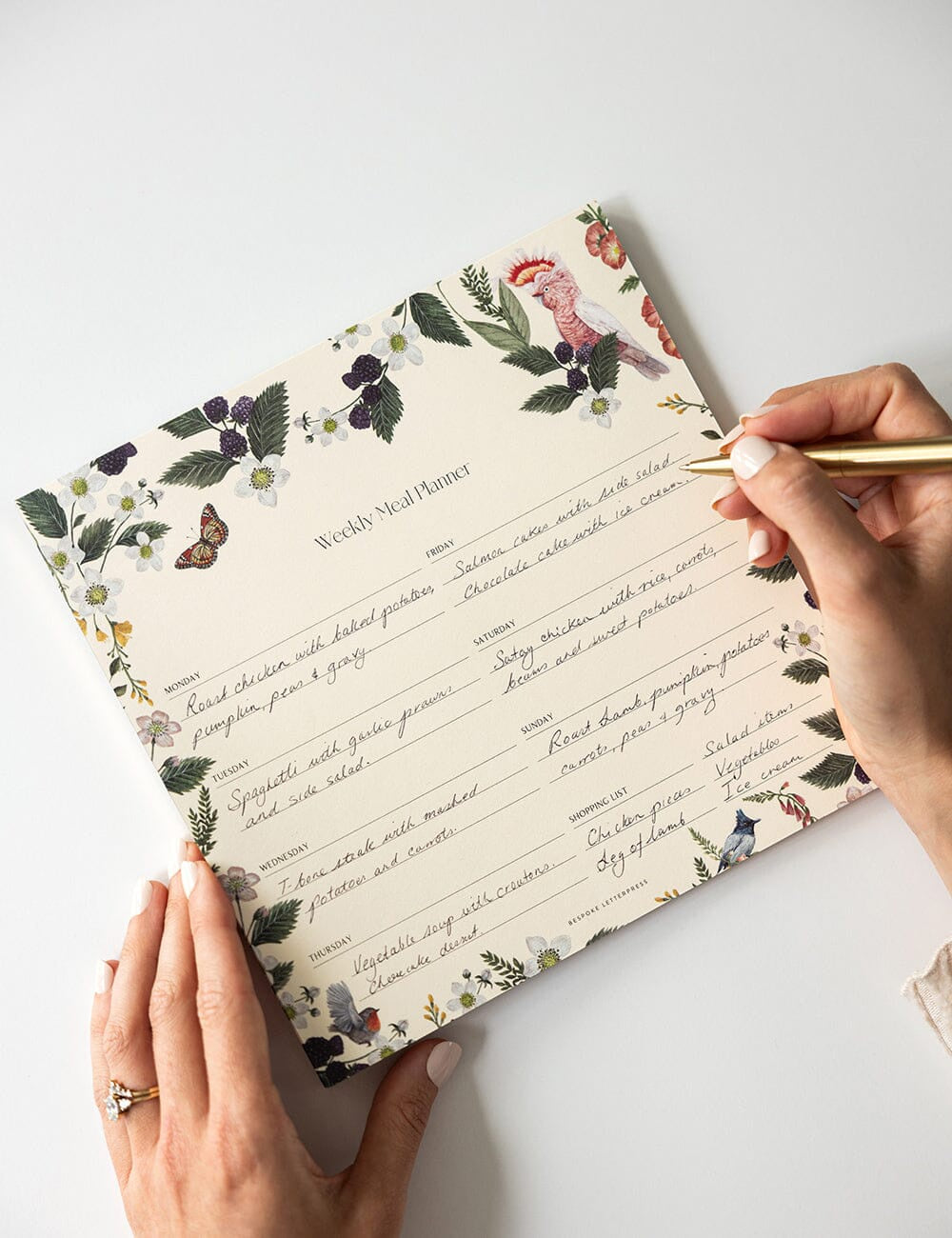 Meal Planner Fridge Notepad - Cockatoo