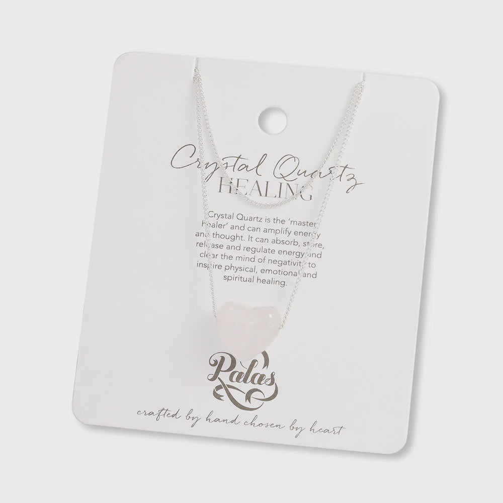 Crystal Quartz ‘healing’ heartstone necklace