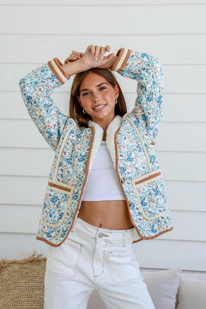 Ditsy Floral Jacket - Blue