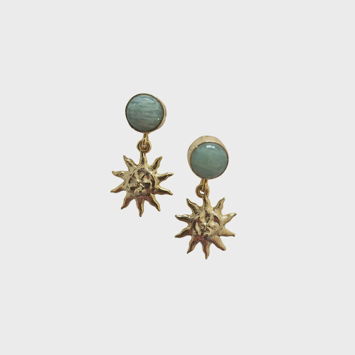 Golden Hour Sun Earrings - Aqua