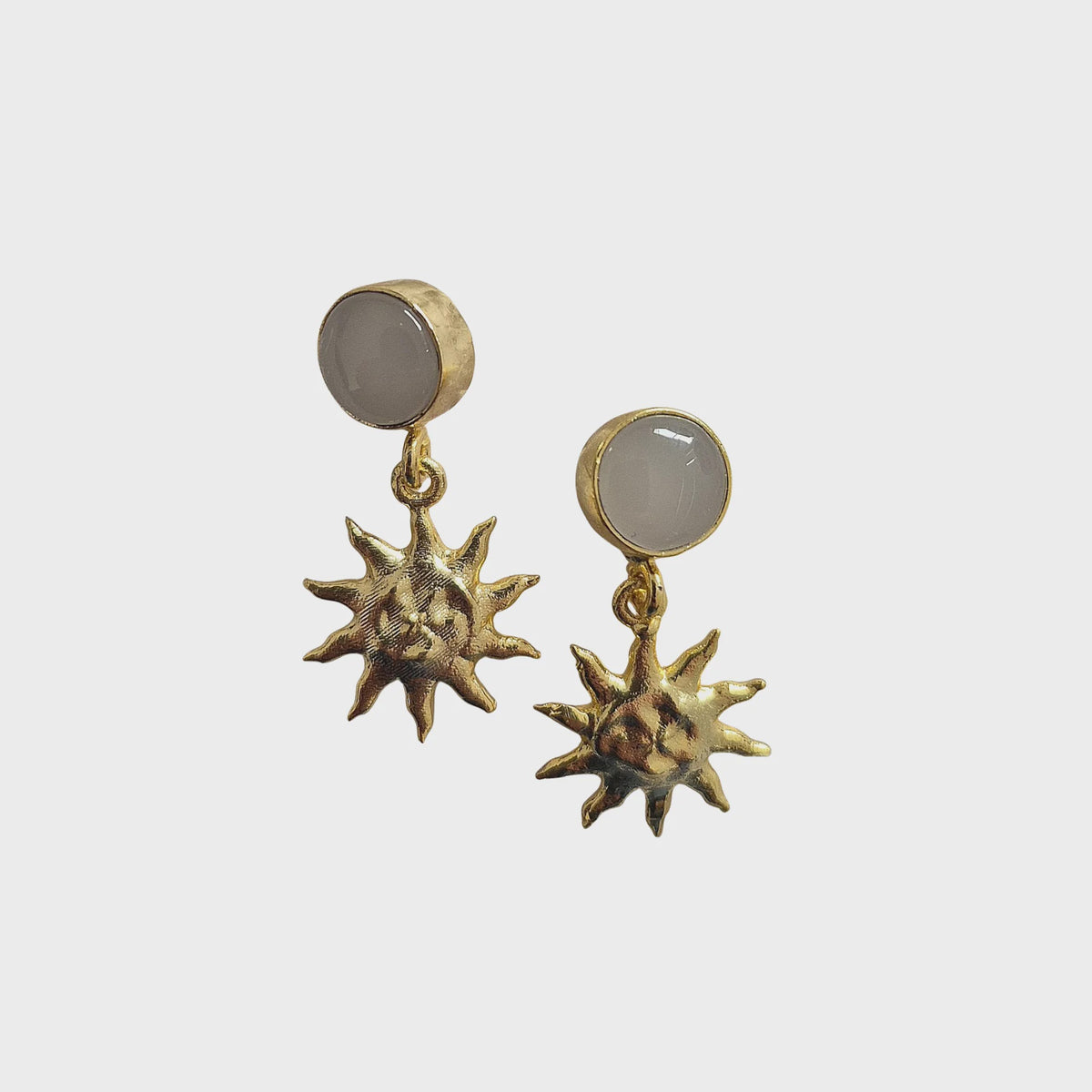 Golden Hour Sun Earrings - White