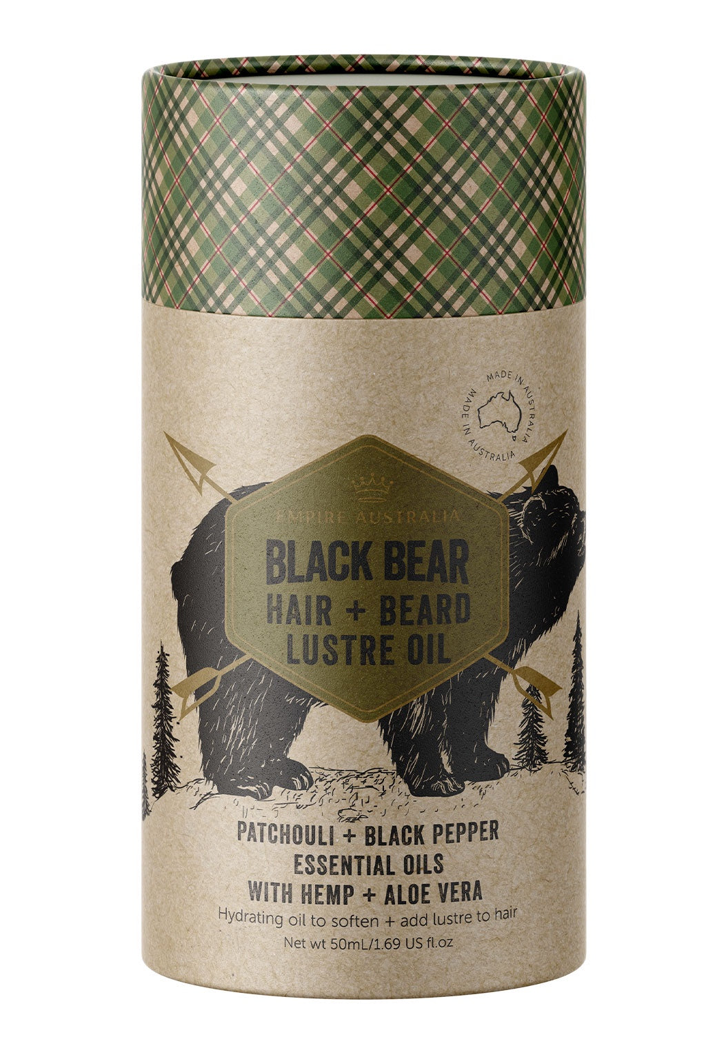 Black Bear - Men’s Hemp &amp; Aloe Vera Hair &amp; Beard Lustre Oil