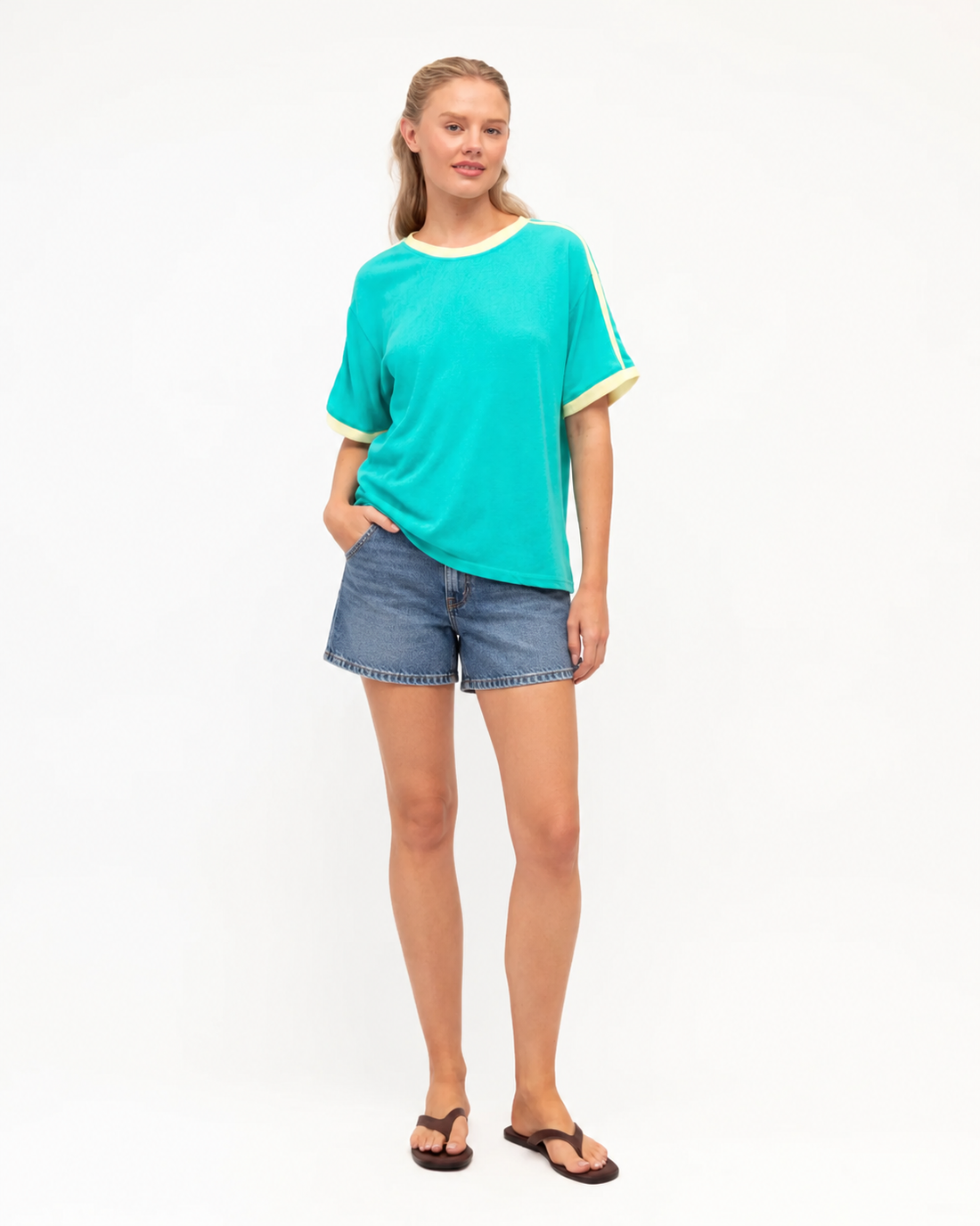 Effy Contrast Tee - Blue &amp; Butter