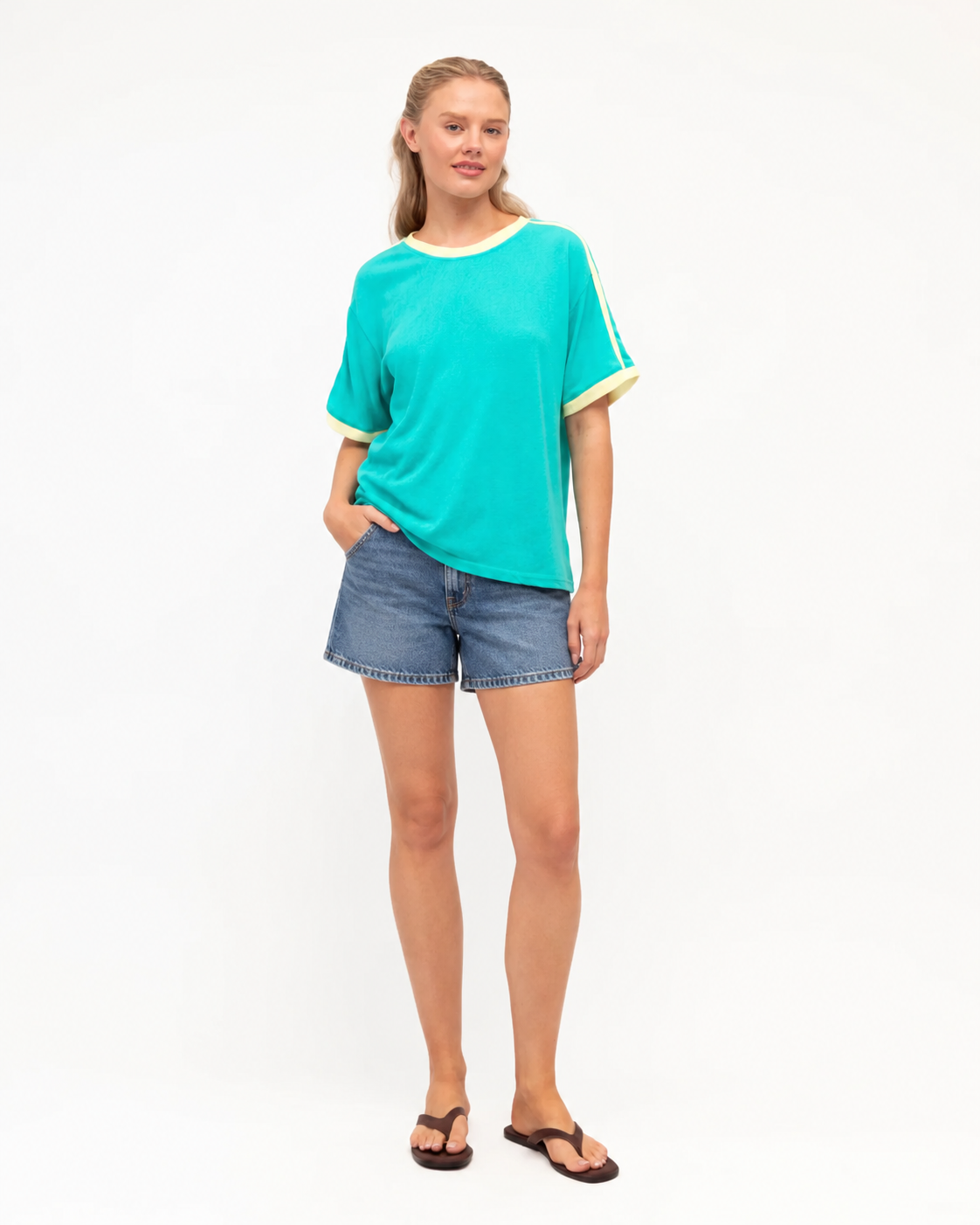 Effy Contrast Tee - Blue &amp; Butter