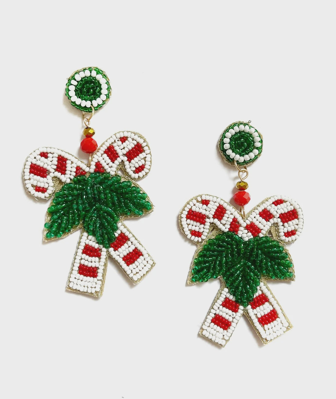 Christmas Double Candy Cane Beaded Earring