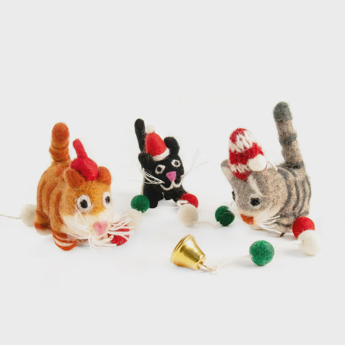 Feline Friends Felt Christmas Mobile Decoration