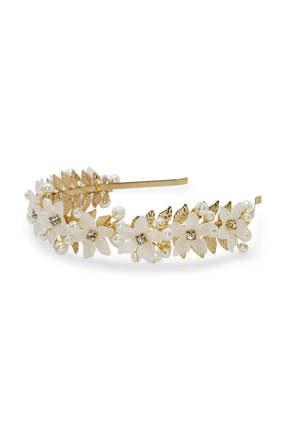 Fleur Headband in Pearl Gold