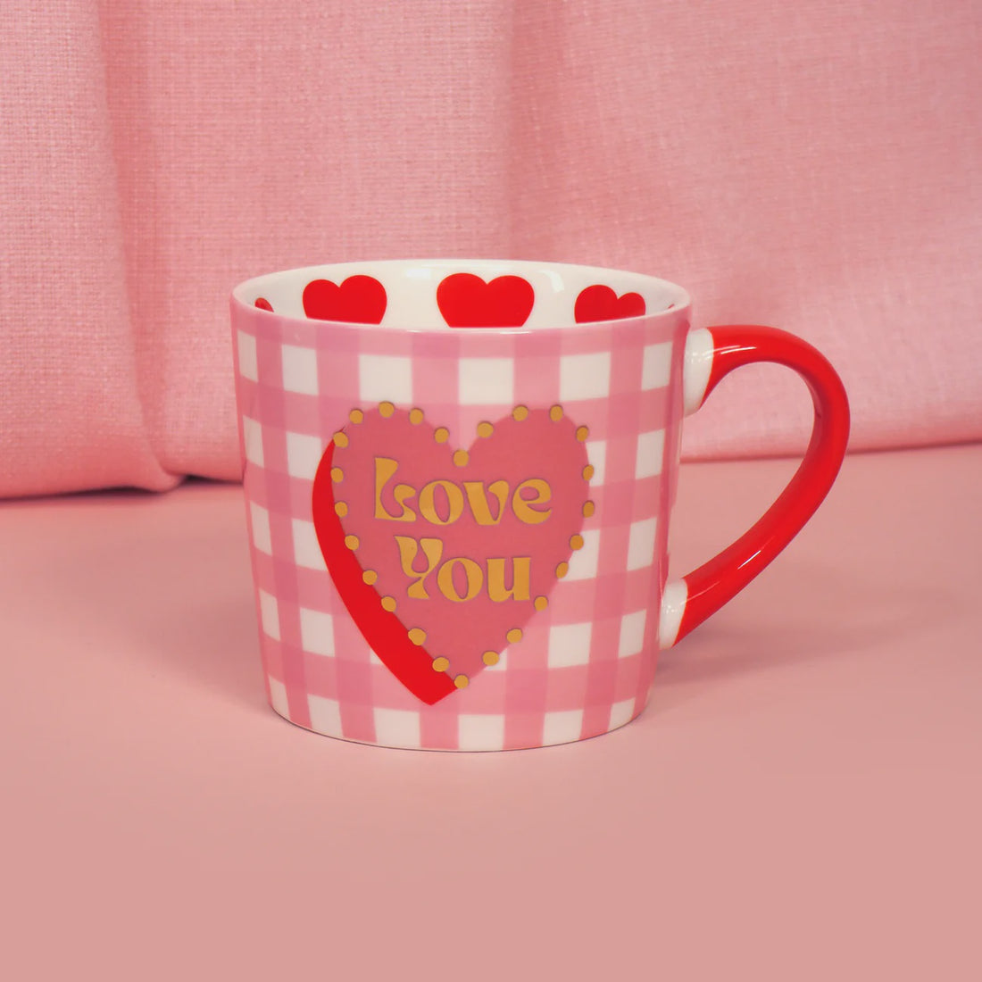 Gingham Love You Heart Mug