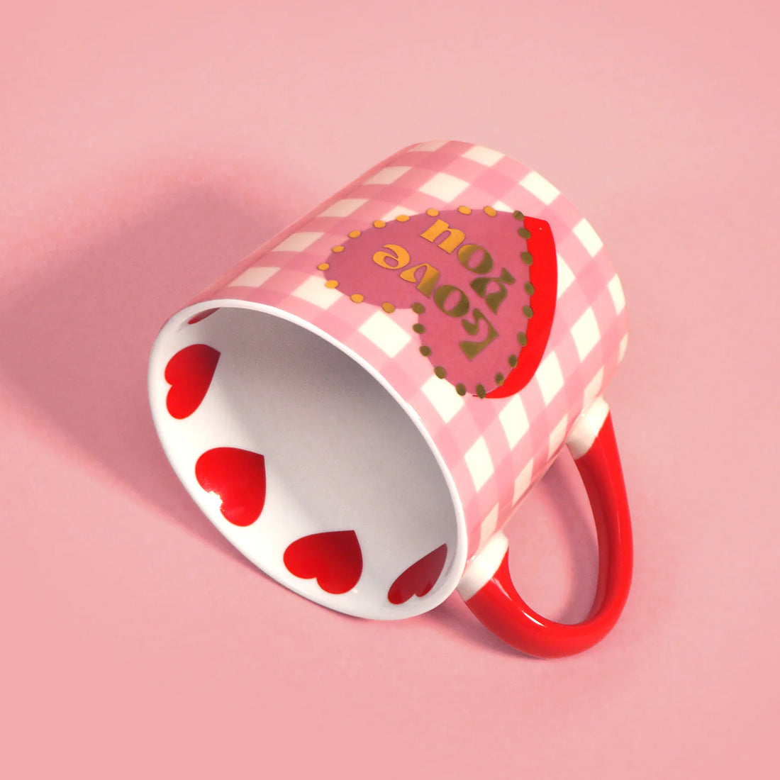 Gingham Love You Heart Mug