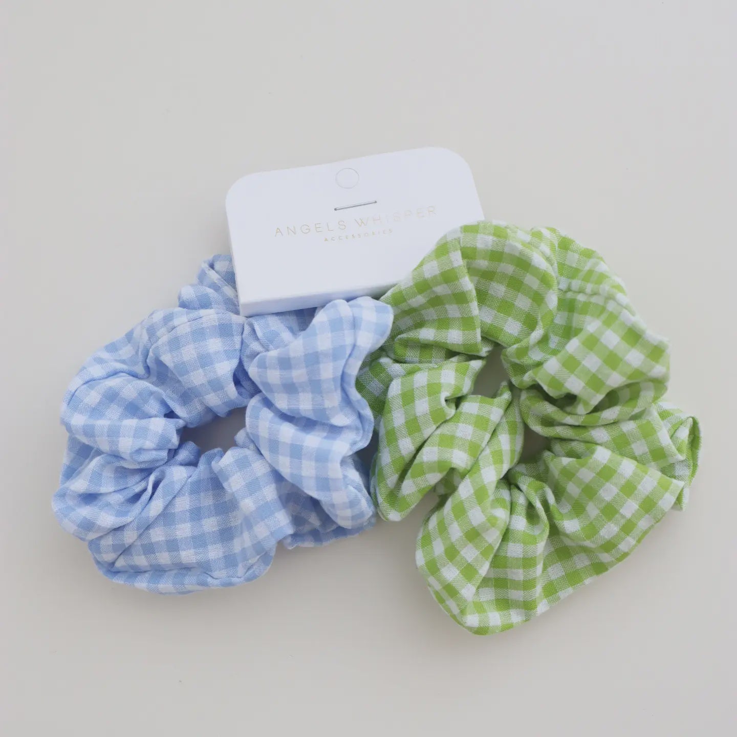 Gingham Scrunchies 2 Pack Set - Berry
