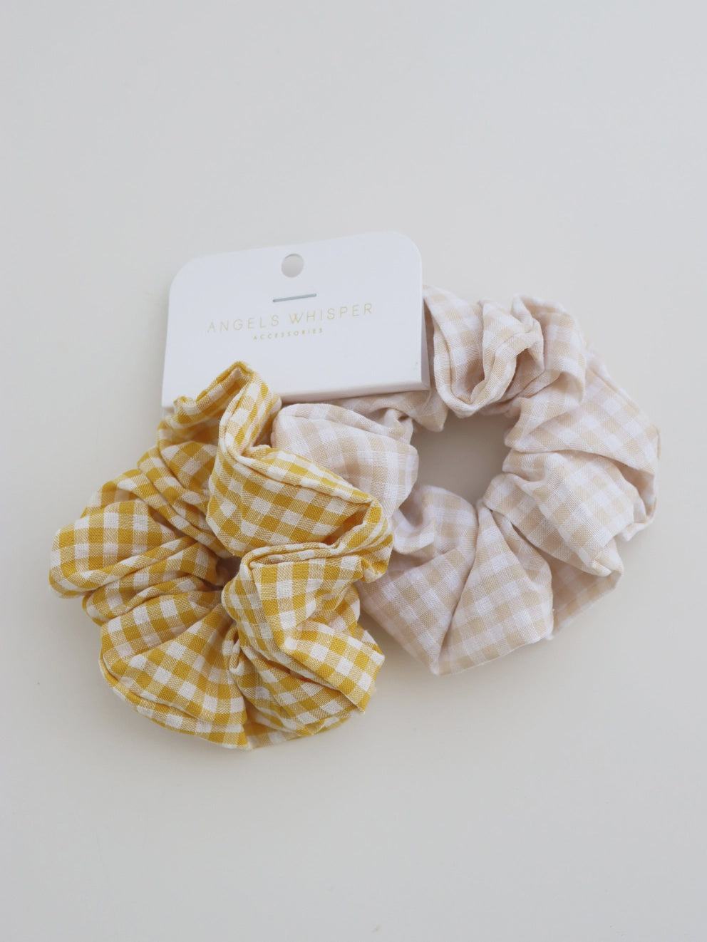 Gingham Scrunchies 2 Pack Set - Butter