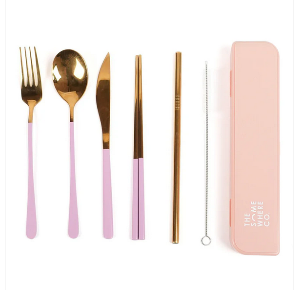 Take Me Away Cutlery Kit - Gold &amp; Lilac