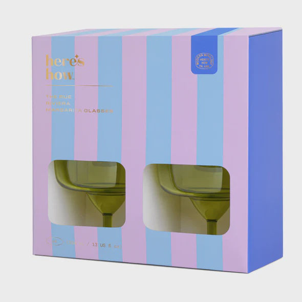 Here’s How – The Rue Riviera Margarita Glasses (Set of 4) - Olive