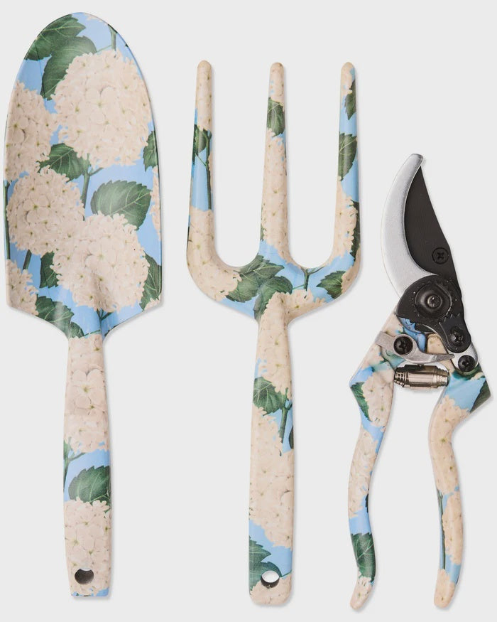 Hydrangea Blue Garden Tools and Gloves Set