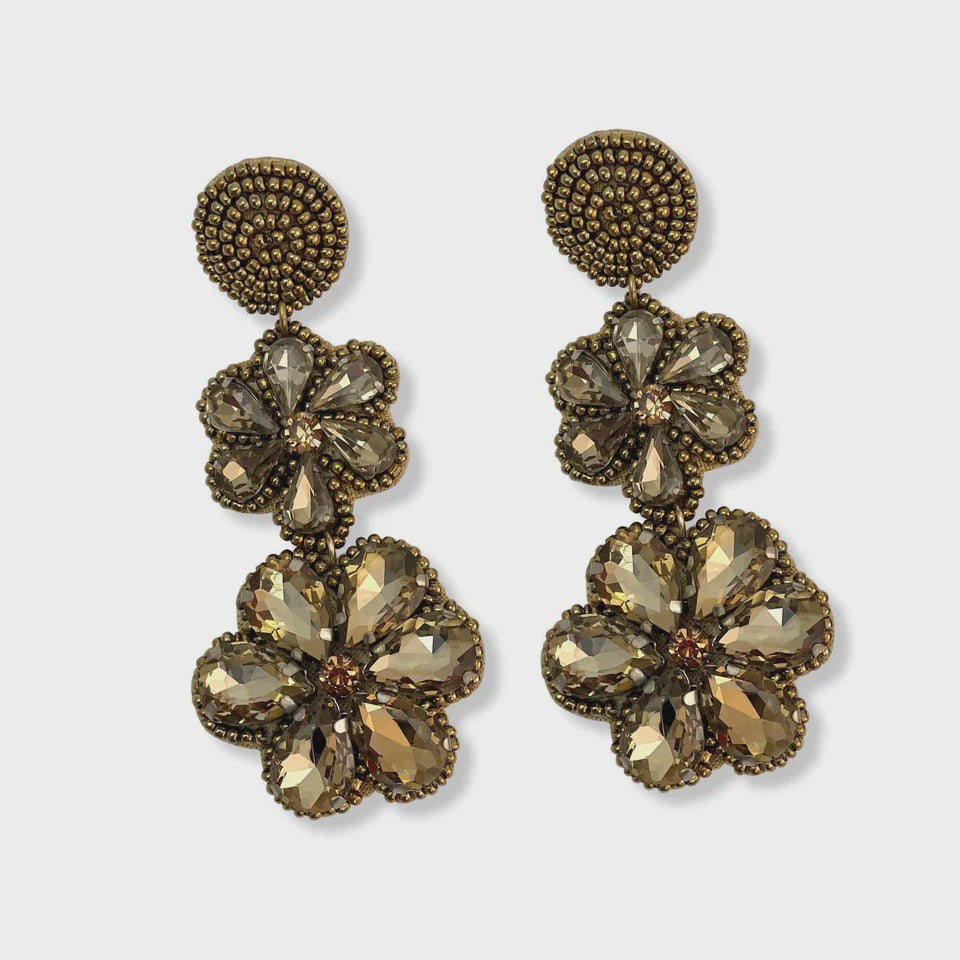 Tiered Flower Statement Earrings