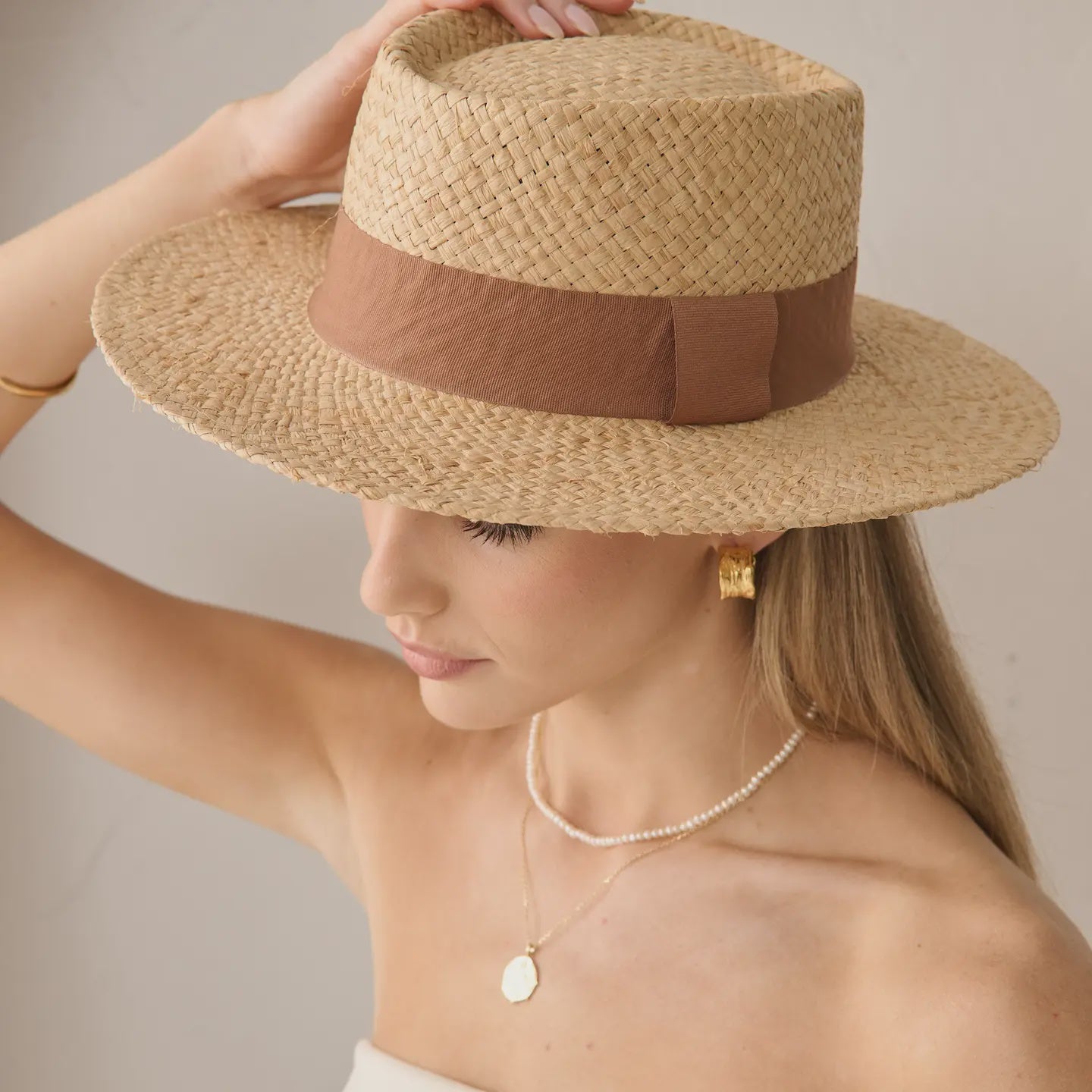 Island Ribbon Straw Boater Hat