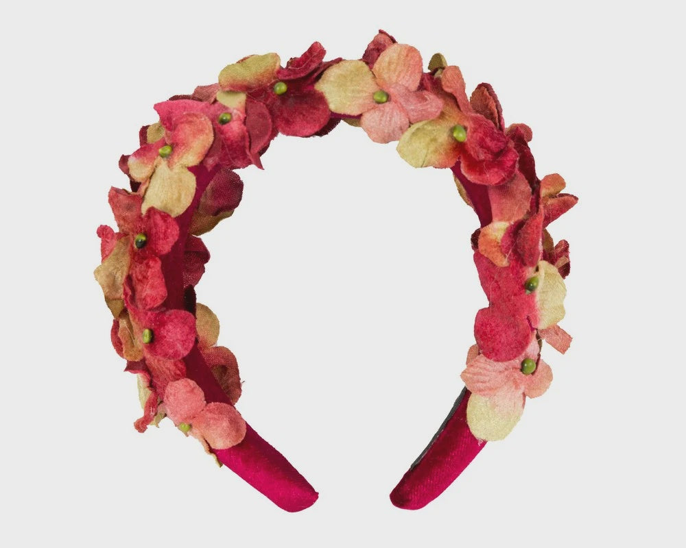 Burgundy Velvet Flower Headband Halo