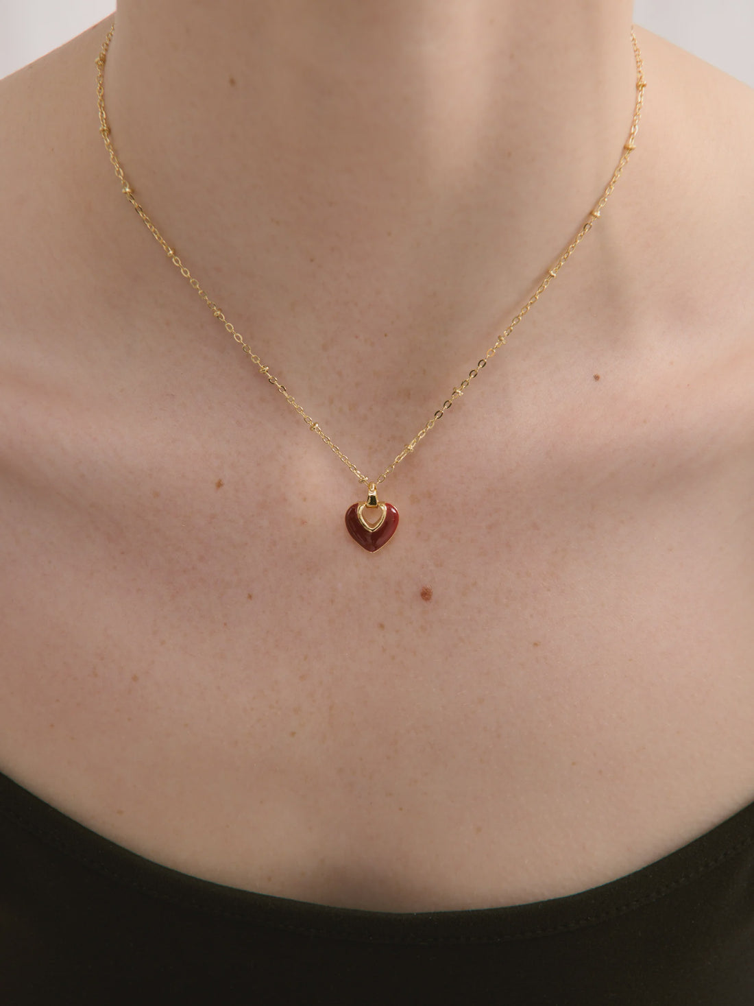 Jules Heart Red 18K Gold Plated Necklace