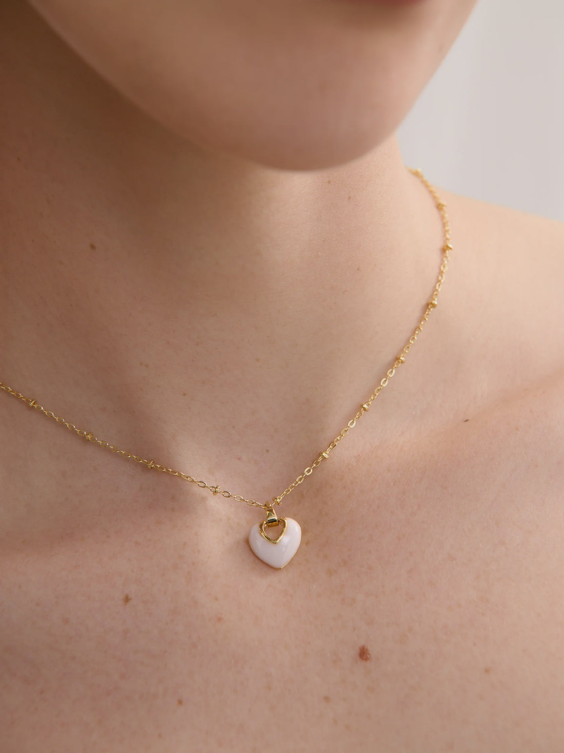 Jules Heart White 18K Gold Plated Necklace