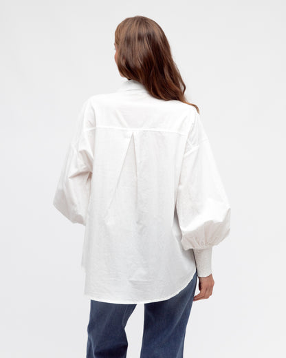 Shirred Cuff Shirt - White