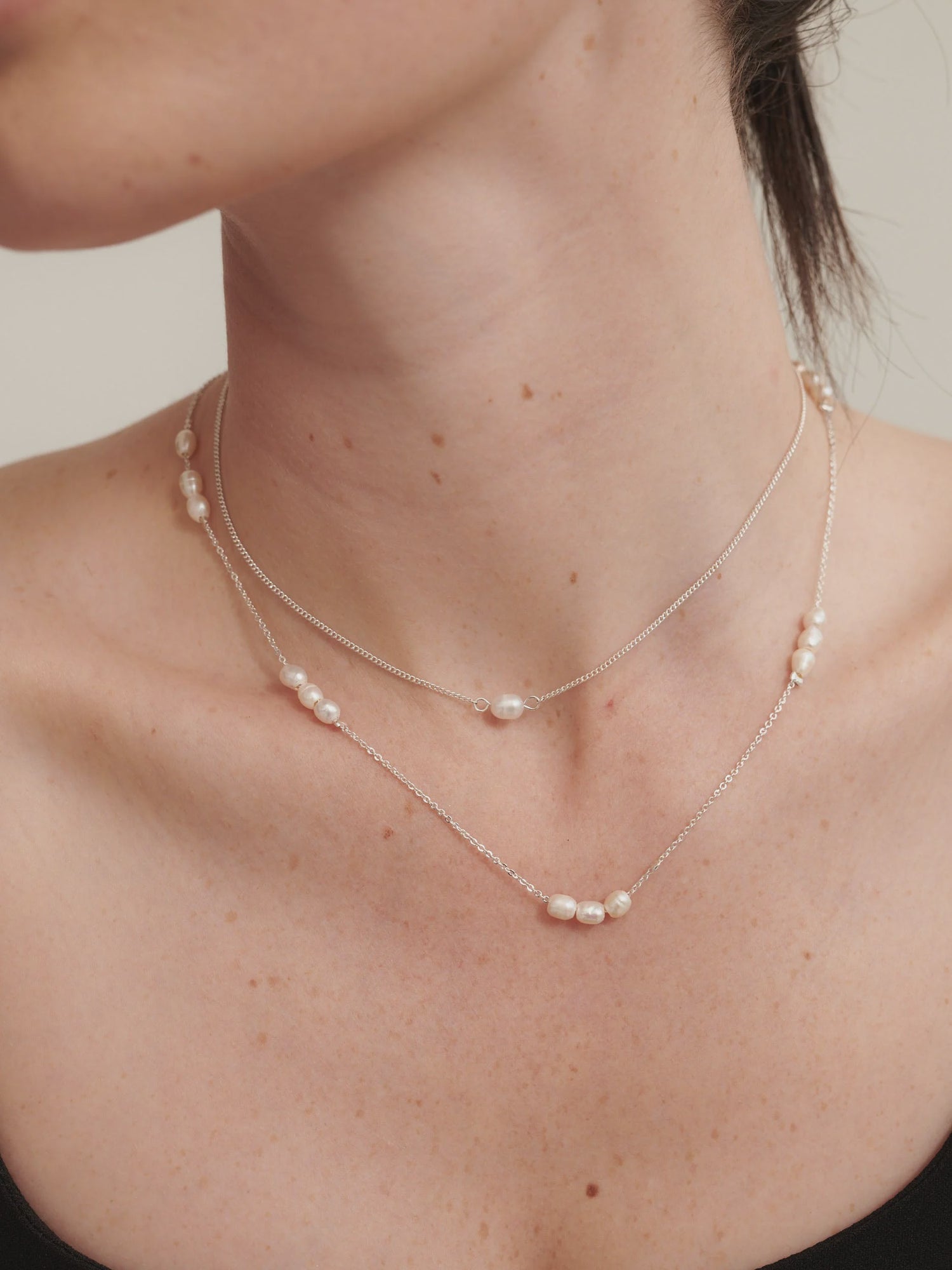 Trio Pearl Silver Plated Necklace
