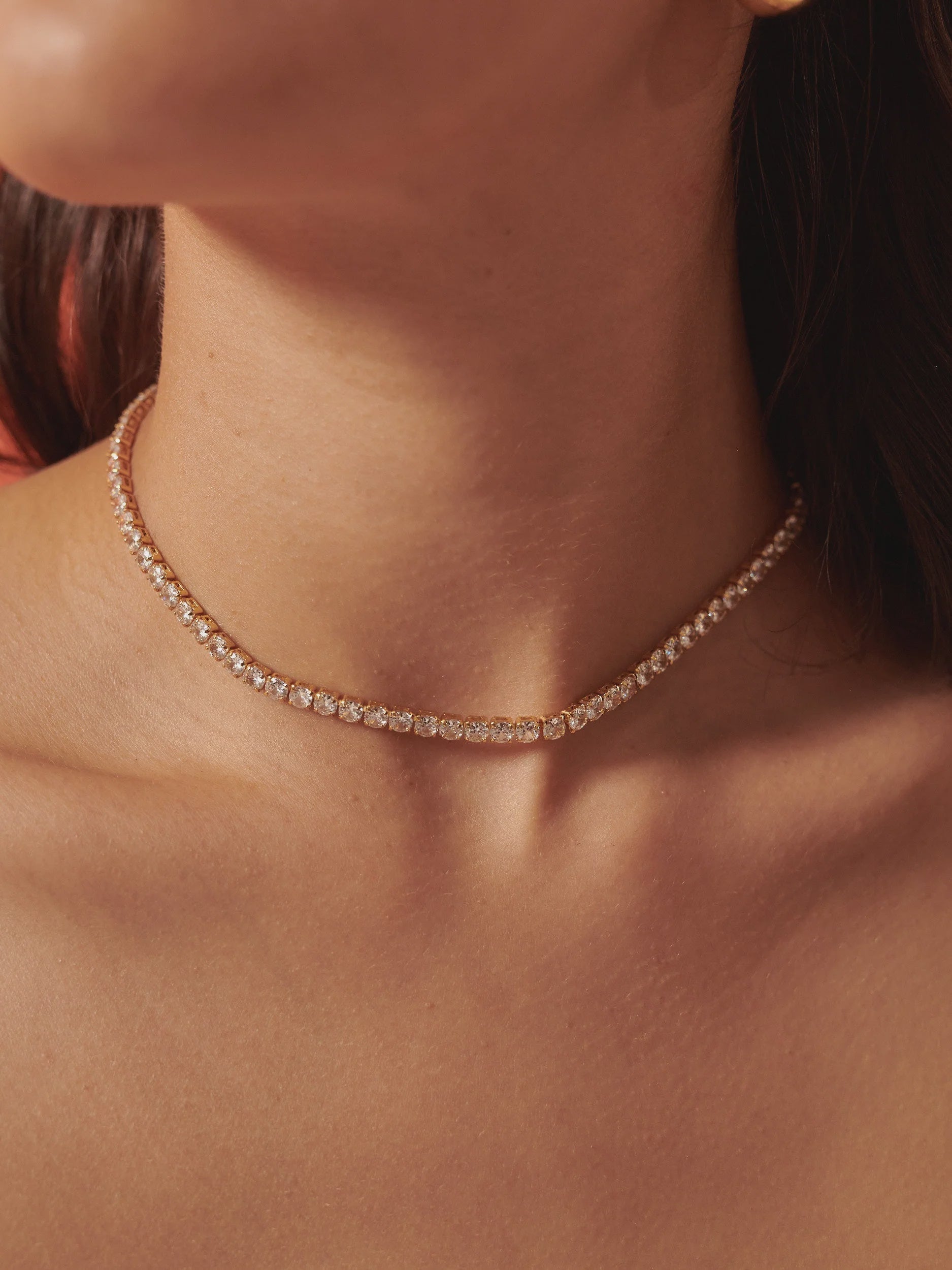 Tennis Diamanté 18K Gold Plated Necklace