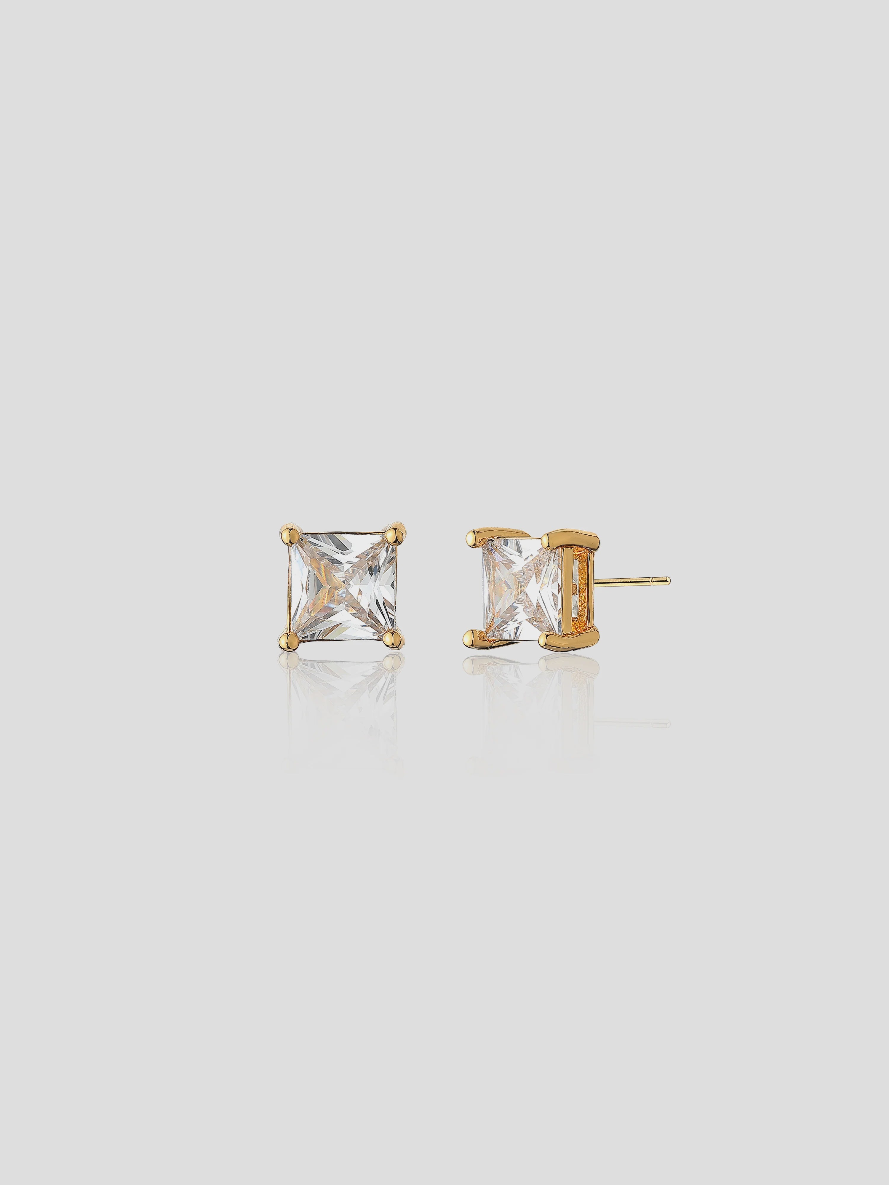Clara Crystal Stud Earrings - 18K Gold Plated