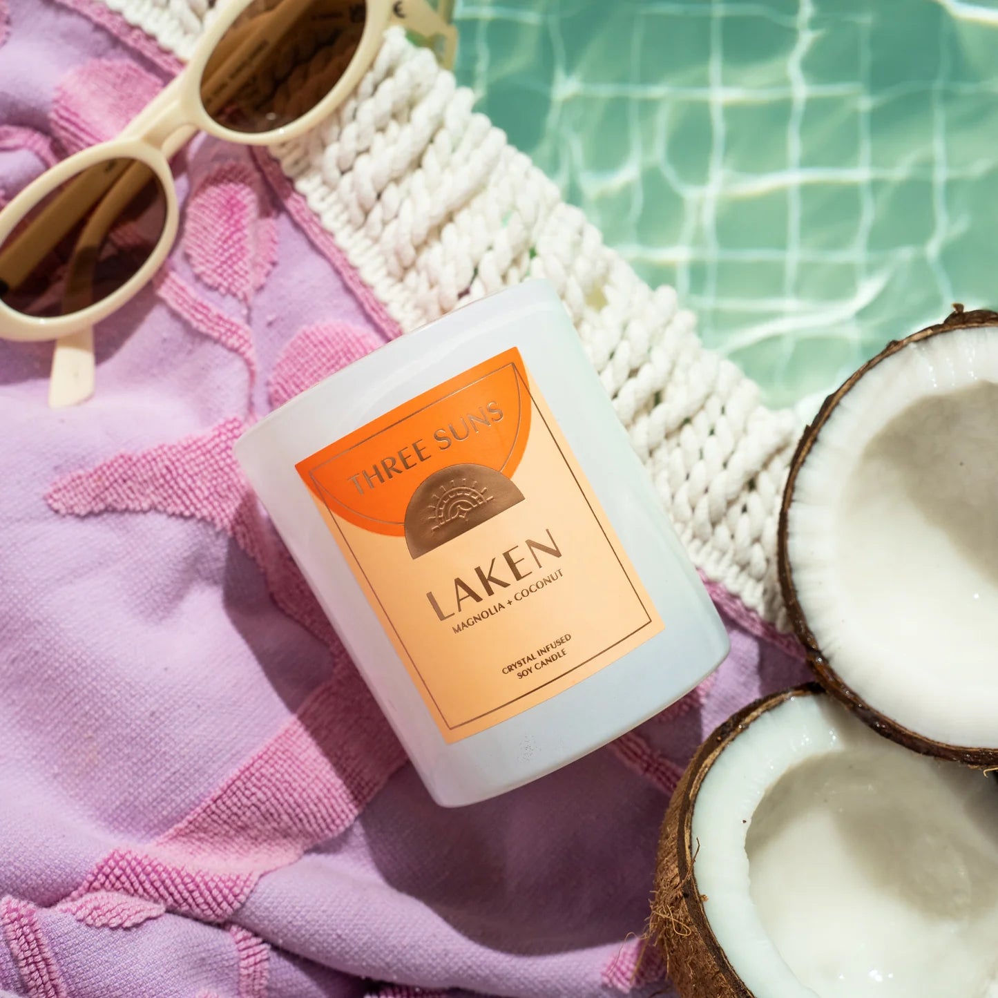 Three Suns Crystal Candle - Laken - Magnolia Coconut