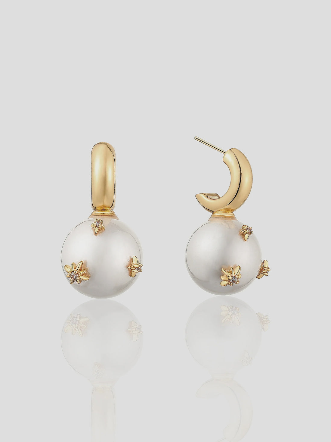 Layla Glass Pearl Ball 18K Gold Plated Earrings