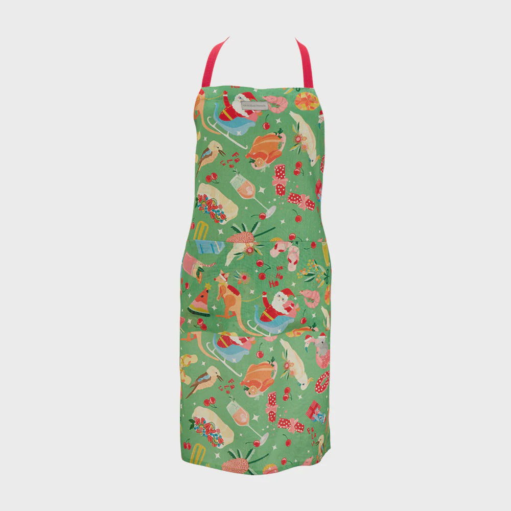 Linen Apron - Holiday Green