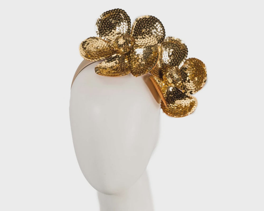 Max Alexander Gold Sparkling Flower Fascinator