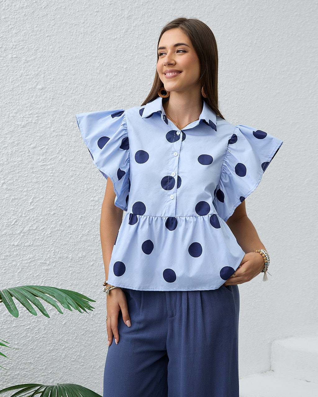 Blue Polka Dot Shirt