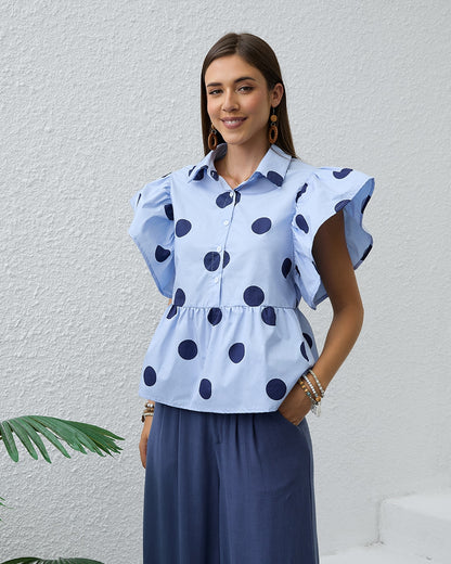 Blue Polka Dot Shirt