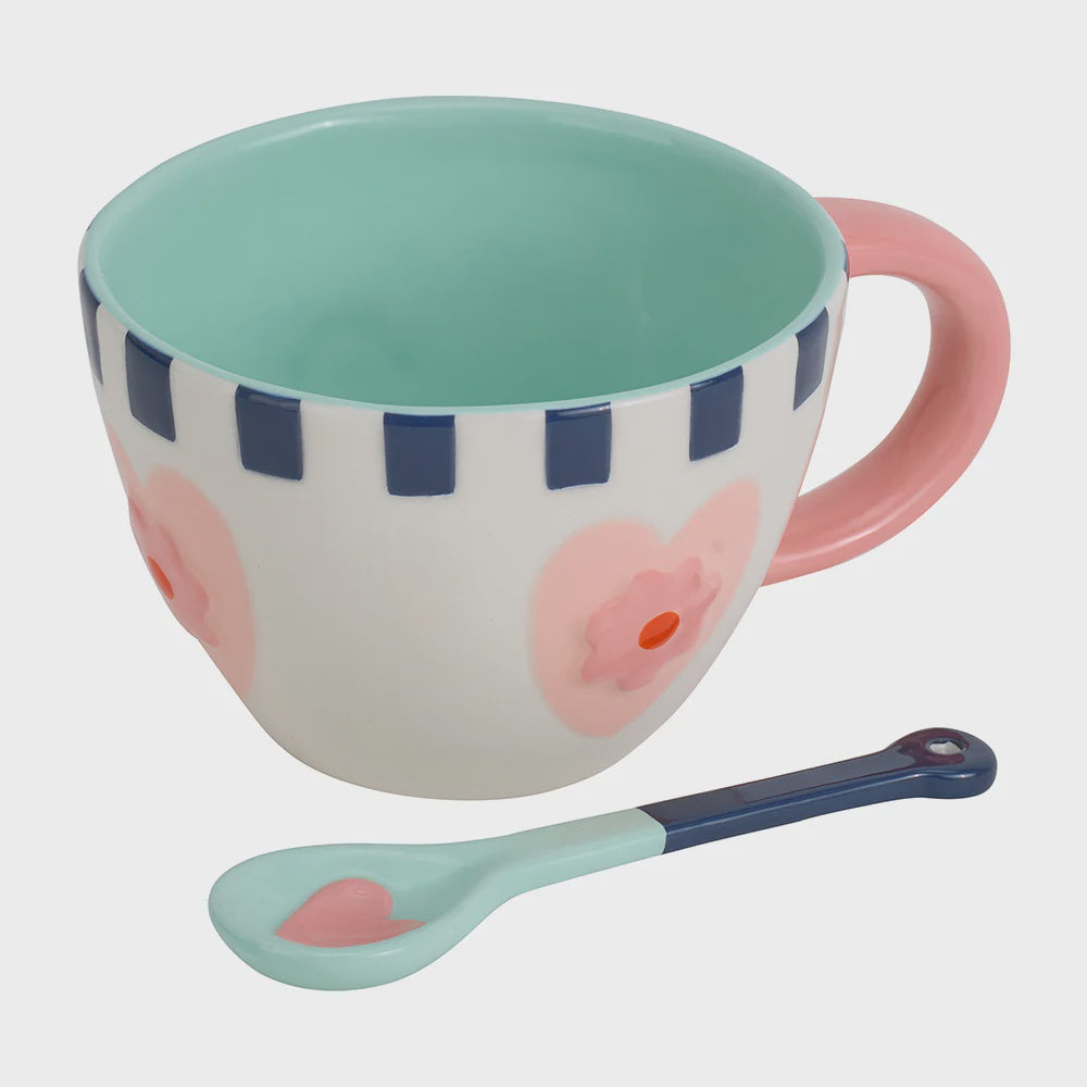 Ceramic Cup of Love Mug &amp; Spoon Set