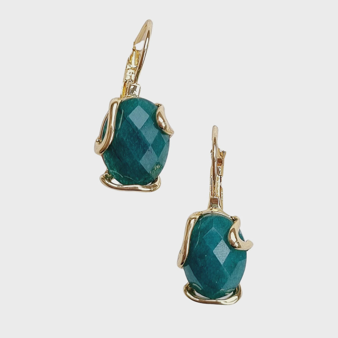 Natural Stone Earrings -Emerald